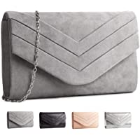 Bolsos Embrague Mujer Bolsa de Embrague Ante Sobre Bolsa de Noche Elegante Embrague Bolso de Cadena Carteras De Mano
